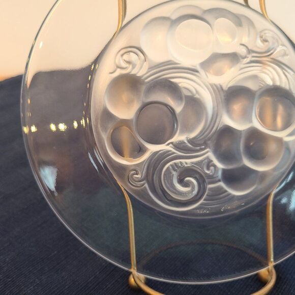 Cristal Lalique Marienthal French Art Crystal Grape Motif Standard Plate 17 cm - Picture 11 of 14
